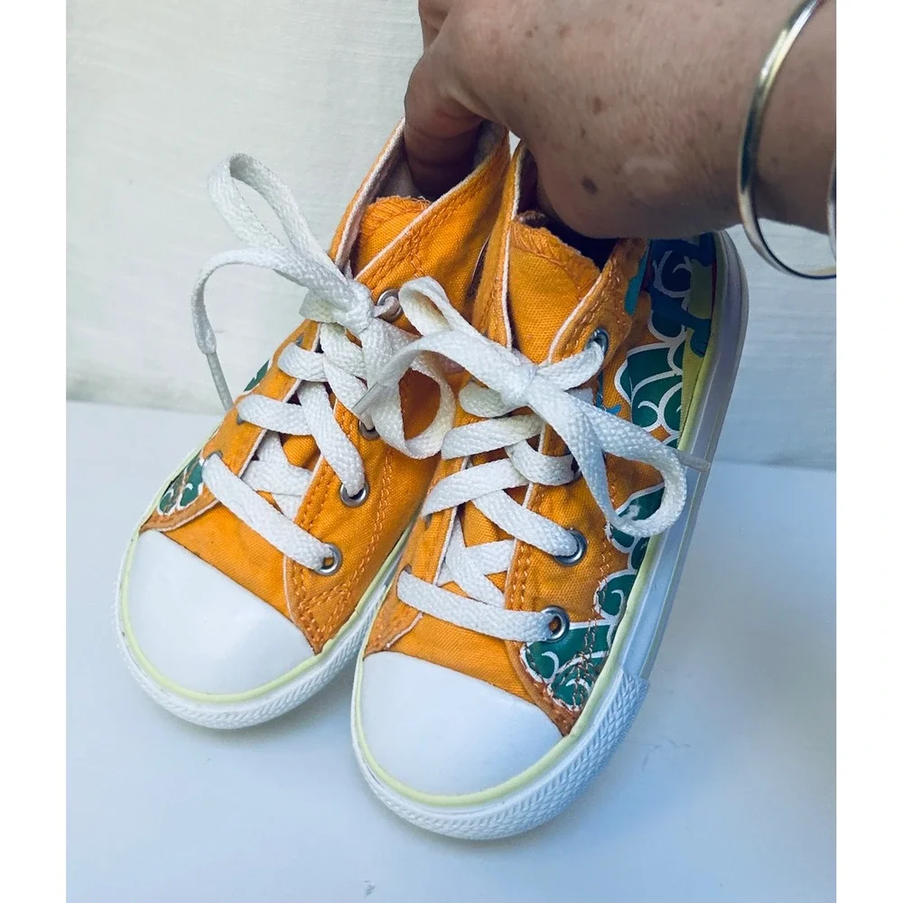 Converse Chuck Taylor All Star Toddler Orange Custom Monster Surf High Top Shoes